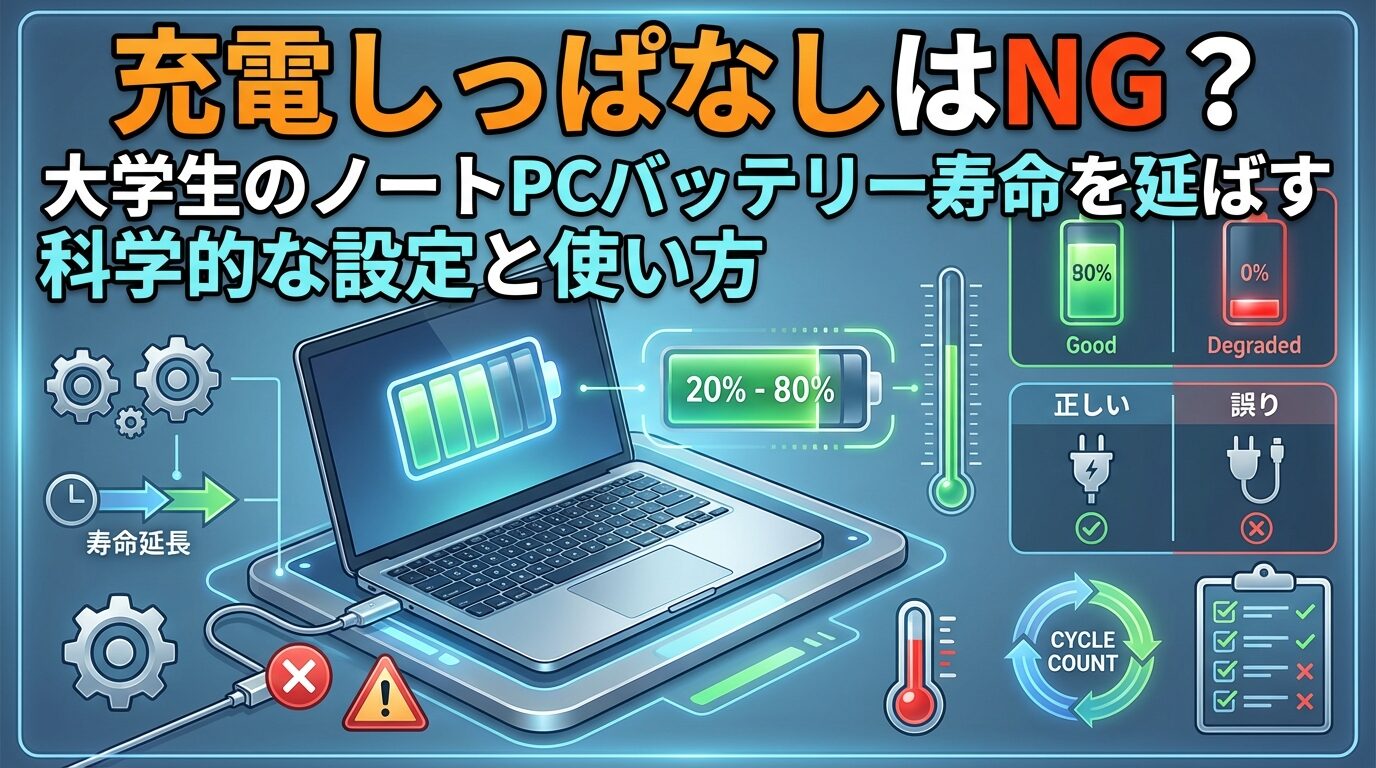 充電しっぱなしはNG？大学生のノートPCバッテリー寿命を延ばす科学的な