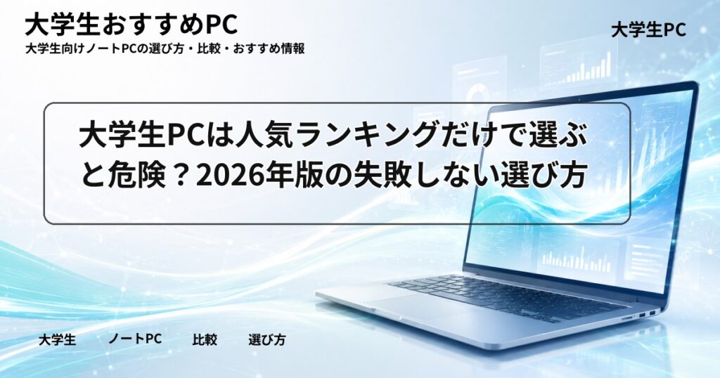 大学生PCは人気ランキングだけで選ぶと危険？2026年版の失敗しない選び方