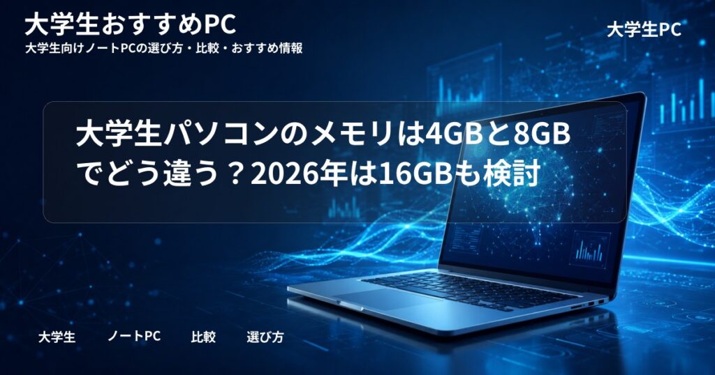 大学生パソコンのメモリは4GBと8GBでどう違う？2026年は16GBも検討