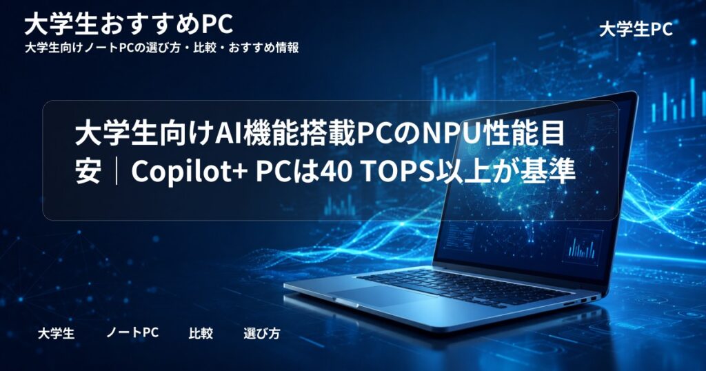 大学生向けAI機能搭載PCのNPU性能目安|Copilot+ PCは40 TOPS以上が基準