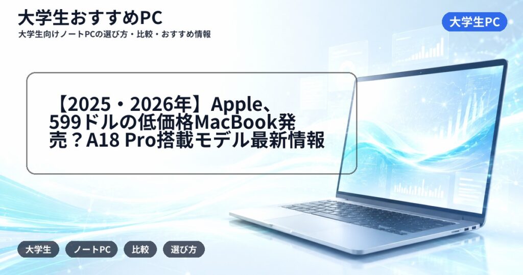 【2025・2026年】Apple、599ドルの低価格MacBook発売？A18 Pro搭載モデル最新情報