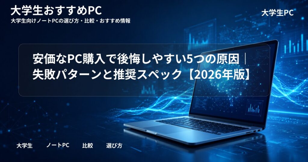 安価なPC購入で後悔しやすい5つの原因｜失敗パターンと推奨スペック【2026年版】