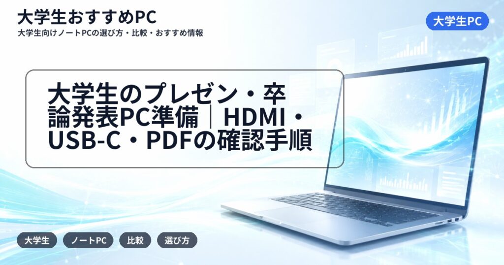 大学生のプレゼン・卒論発表PC準備|HDMI・USB-C・PDFの確認手順