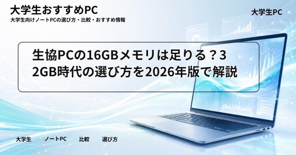 生協PCの16GBメモリは足りる？32GB時代の選び方を2026年版で解説