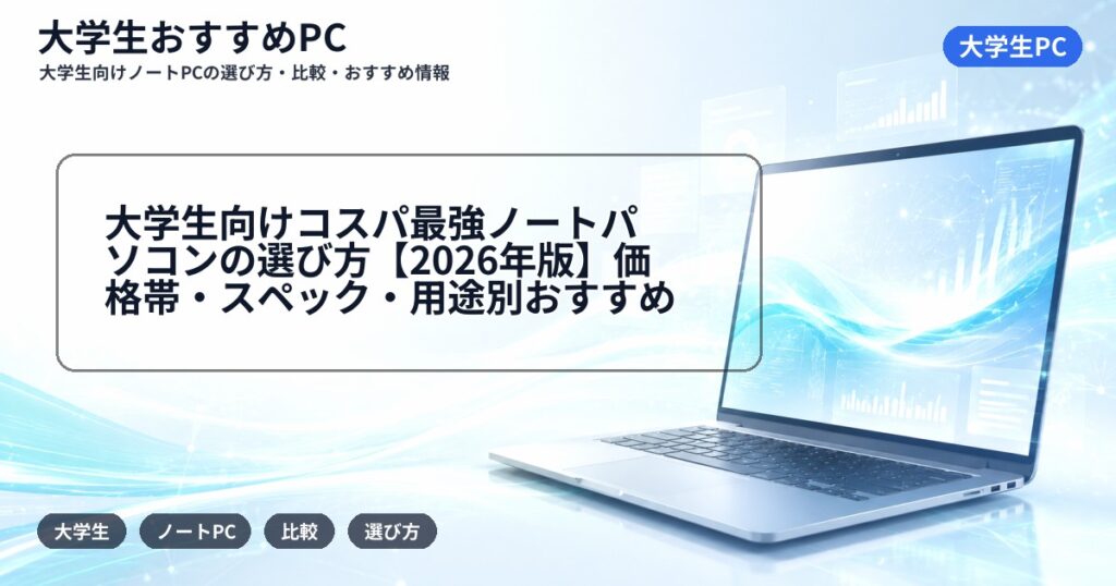 大学生向けコスパ最強ノートパソコンの選び方【2026年版】価格帯・スペック・用途別おすすめ
