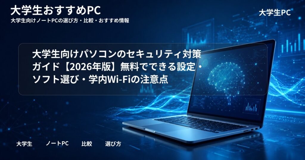 大学生向けパソコンのセキュリティ対策ガイド【2026年版】無料でできる設定・ソフト選び・学内Wi-Fiの注意点