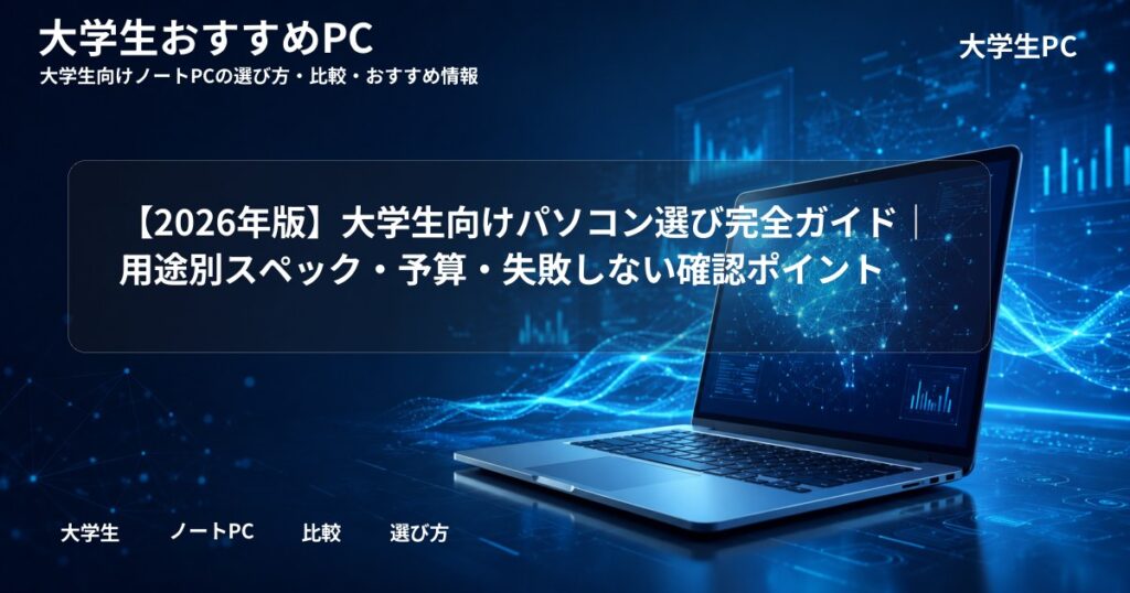 【2026年版】大学生向けパソコン選び完全ガイド｜用途別スペック・予算・失敗しない確認ポイント