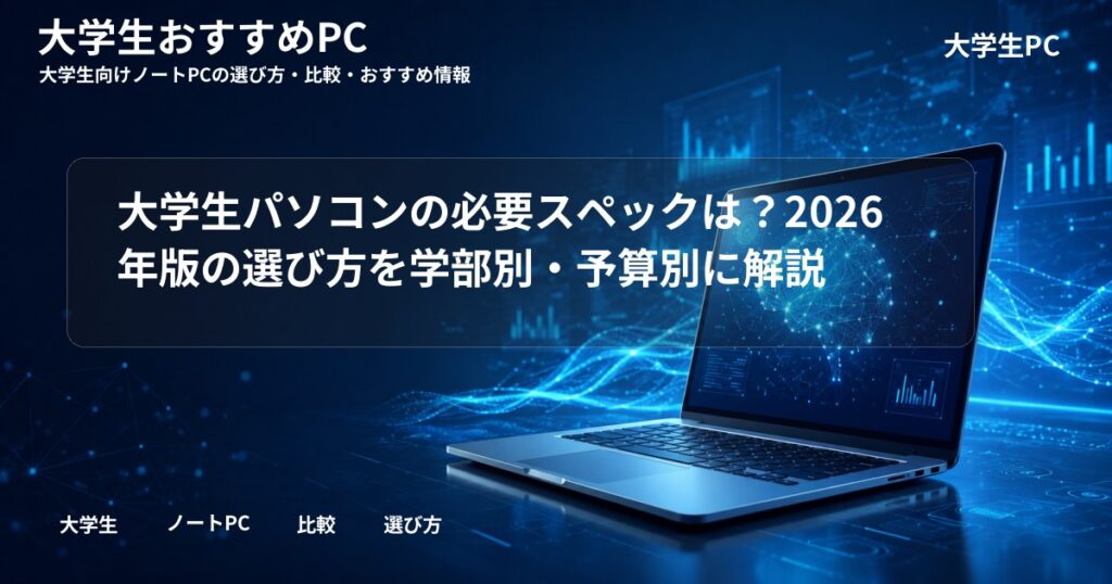 大学生パソコンの必要スペックは?2026年版の選び方を学部別・予算別に解説