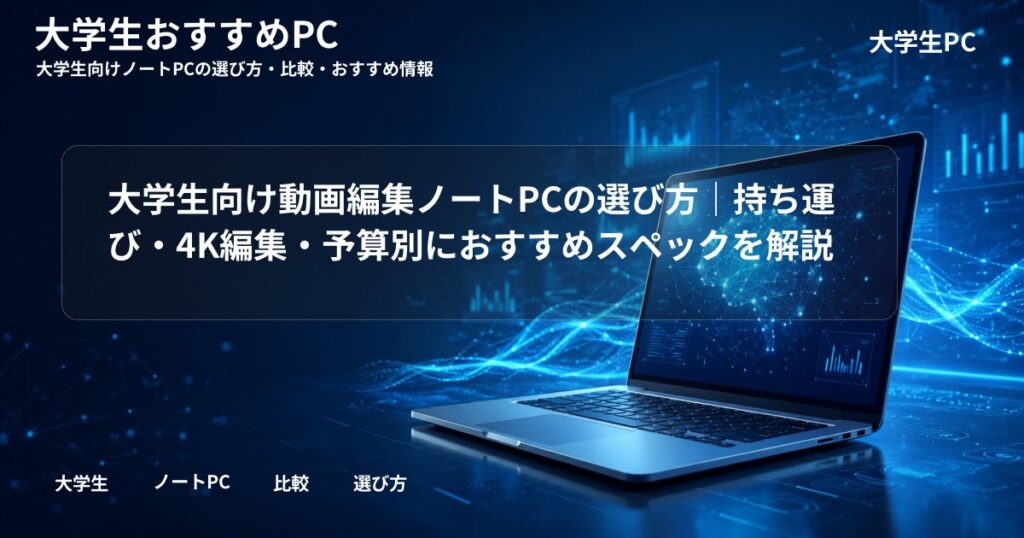 大学生向け動画編集ノートPCの選び方｜持ち運び・4K編集・予算別におすすめスペックを解説