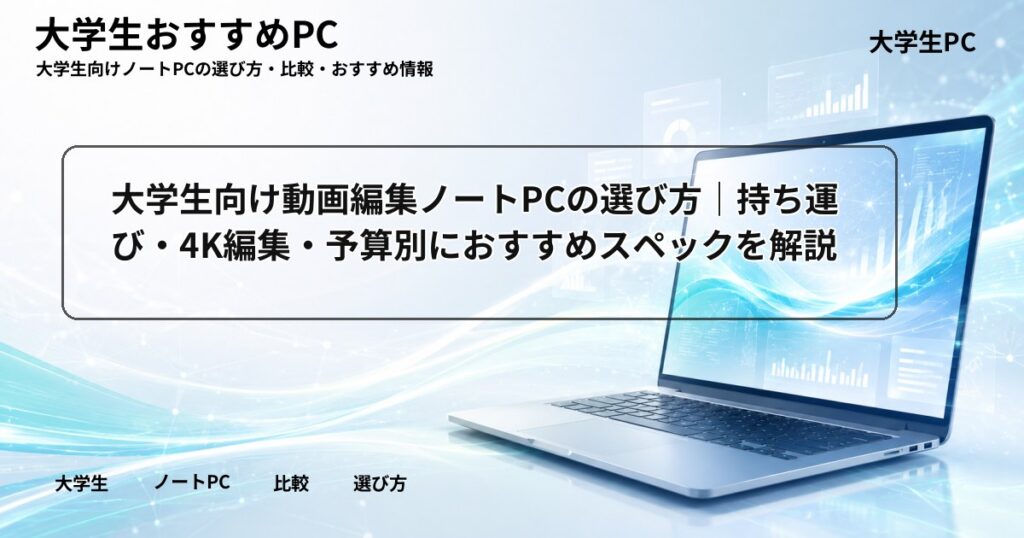大学生向け動画編集ノートPCの選び方｜持ち運び・4K編集・予算別におすすめスペックを解説