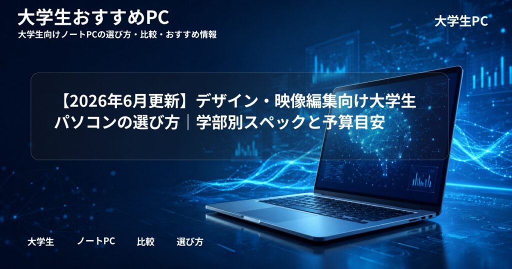 【2026年6月更新】デザイン・映像編集向け大学生パソコンの選び方｜学部別スペックと予算目安