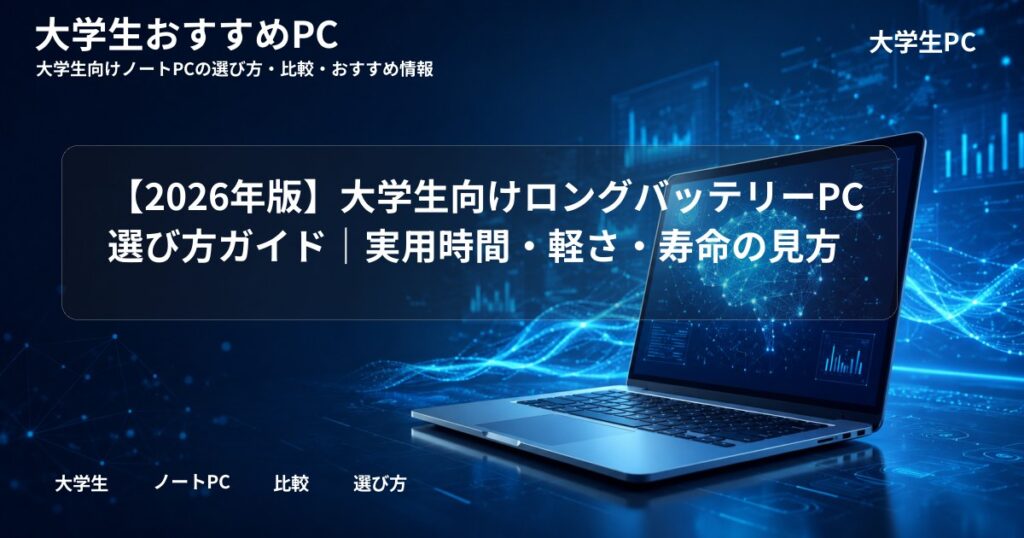 【2026年版】大学生向けロングバッテリーPC選び方ガイド|実用時間・軽さ・寿命の見方