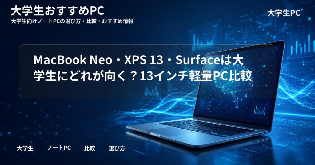 MacBook Neo・XPS 13・Surfaceは大学生にどれが向く？13インチ軽量PC比較
