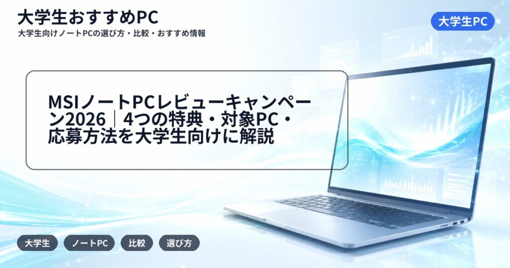 MSIノートPCレビューキャンペーン2026｜4つの特典・対象PC・応募方法を大学生向けに解説