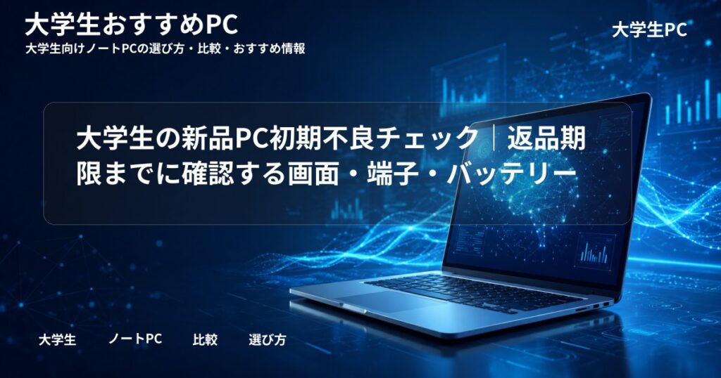 大学生の新品PC初期不良チェック|返品期限までに確認する画面・端子・バッテリー