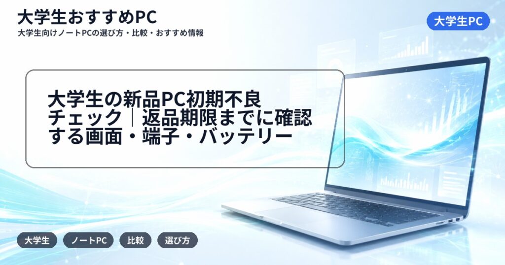 大学生の新品PC初期不良チェック｜返品期限までに確認する画面・端子・バッテリー