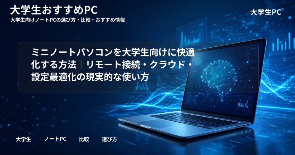 ミニノートパソコンを大学生向けに快適化する方法｜リモート接続・クラウド・設定最適化の現実的な使い方