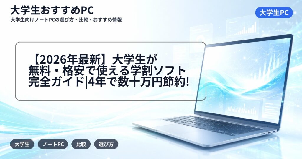 【2026年最新】大学生が無料・格安で使える学割ソフト完全ガイド|4年で数十万円節約!