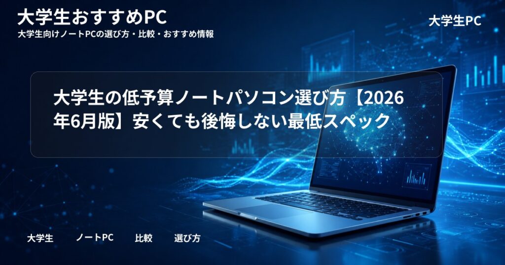 大学生の低予算ノートパソコン選び方【2026年6月版】安くても後悔しない最低スペック
