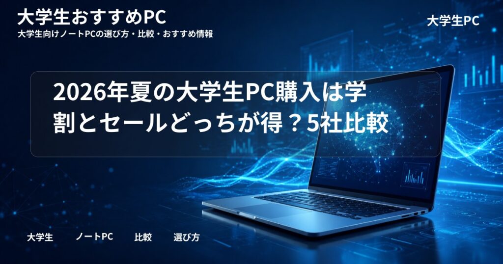2026年夏の大学生PC購入は学割とセールどっちが得？5社比較