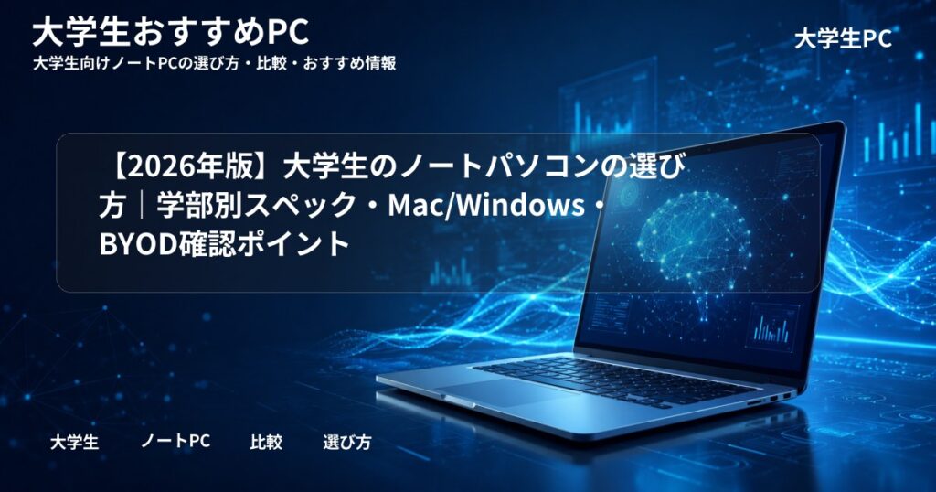 【2026年版】大学生のノートパソコンの選び方|学部別スペック・Mac/Windows・BYOD確認ポイント