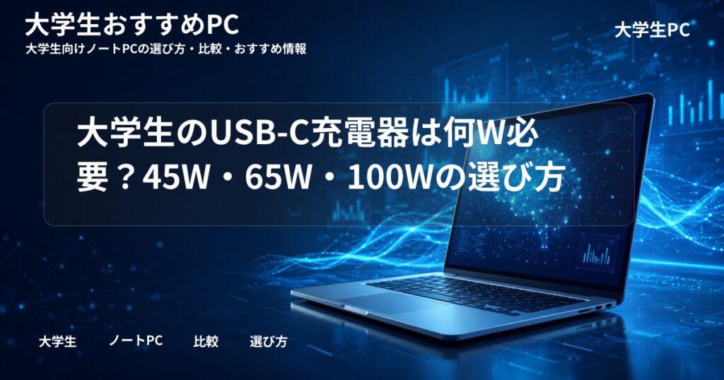 大学生のUSB-C充電器は何W必要?45W・65W・100Wの選び方