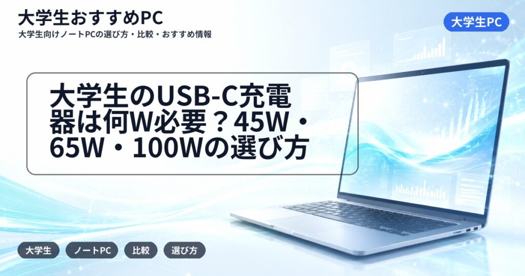 大学生のUSB-C充電器は何W必要？45W・65W・100Wの選び方