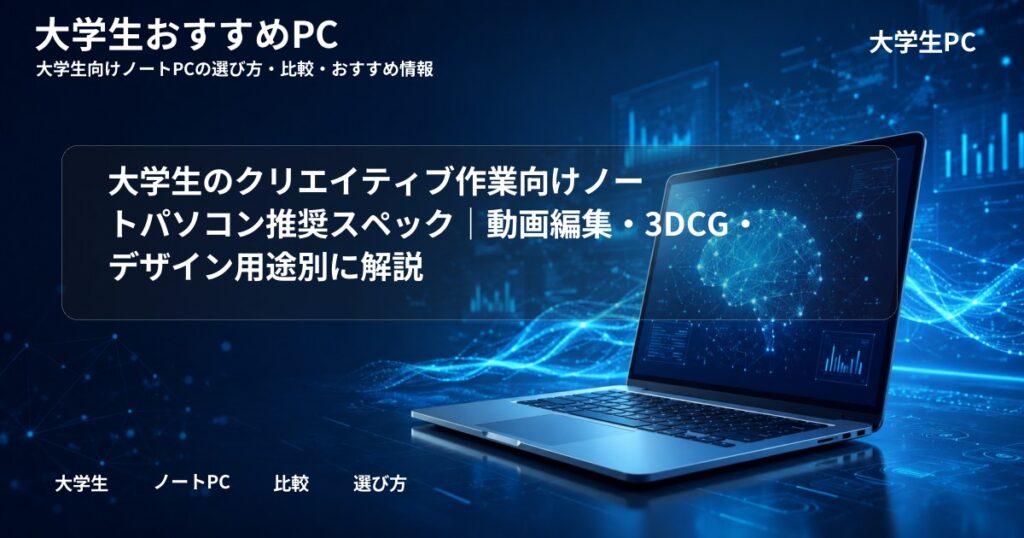 大学生のクリエイティブ作業向けノートパソコン推奨スペック|動画編集・3DCG・デザイン用途別に解説