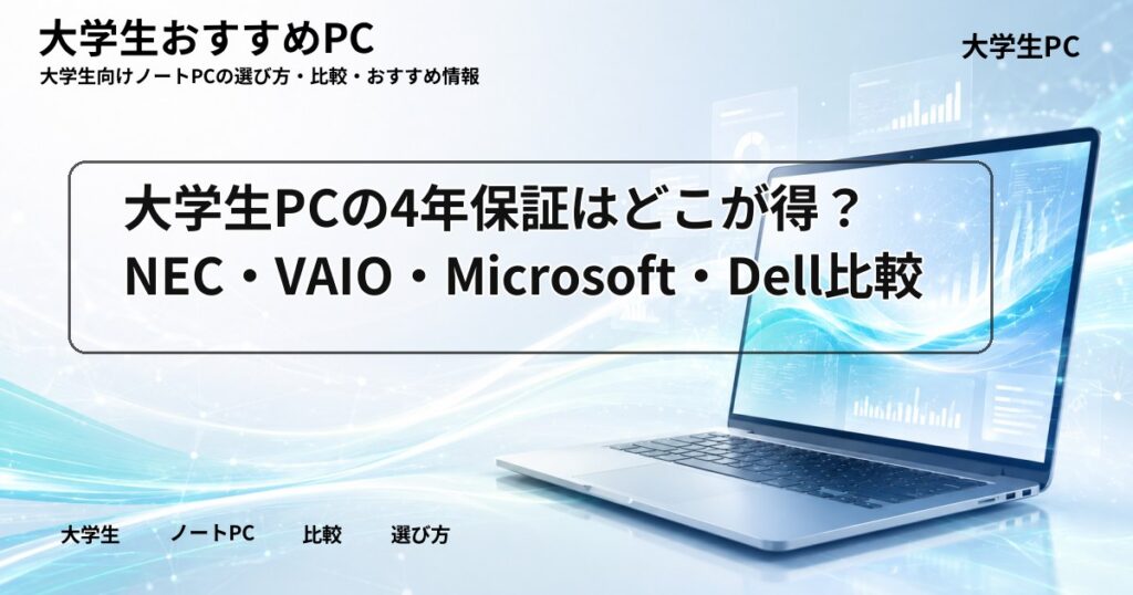 大学生PCの4年保証はどこが得?NEC・VAIO・Microsoft・Dell比較