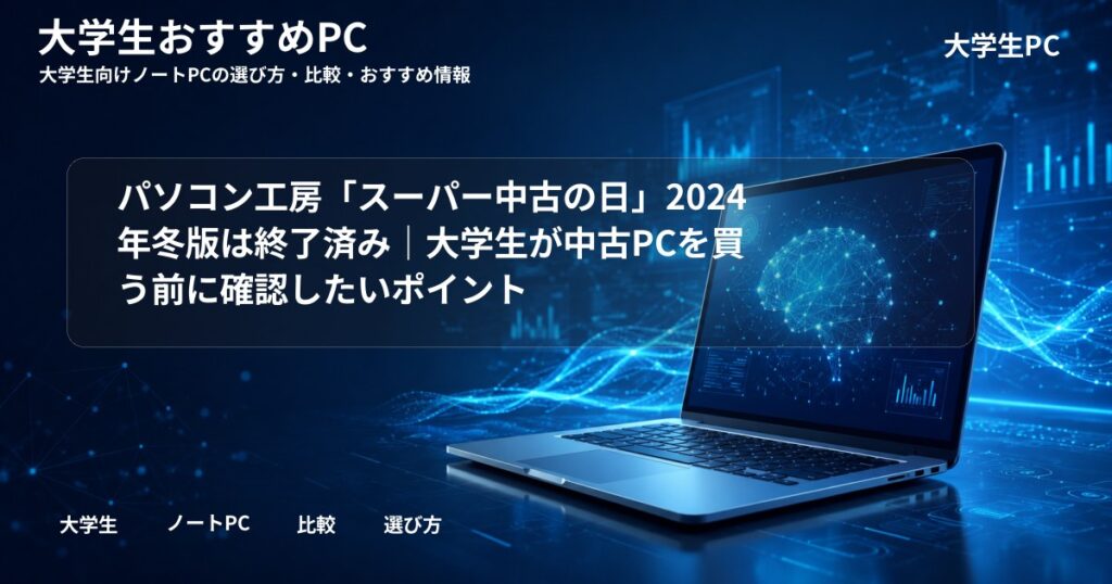 パソコン工房「スーパー中古の日」2024年冬版は終了済み|大学生が中古PCを買う前に確認したいポイント